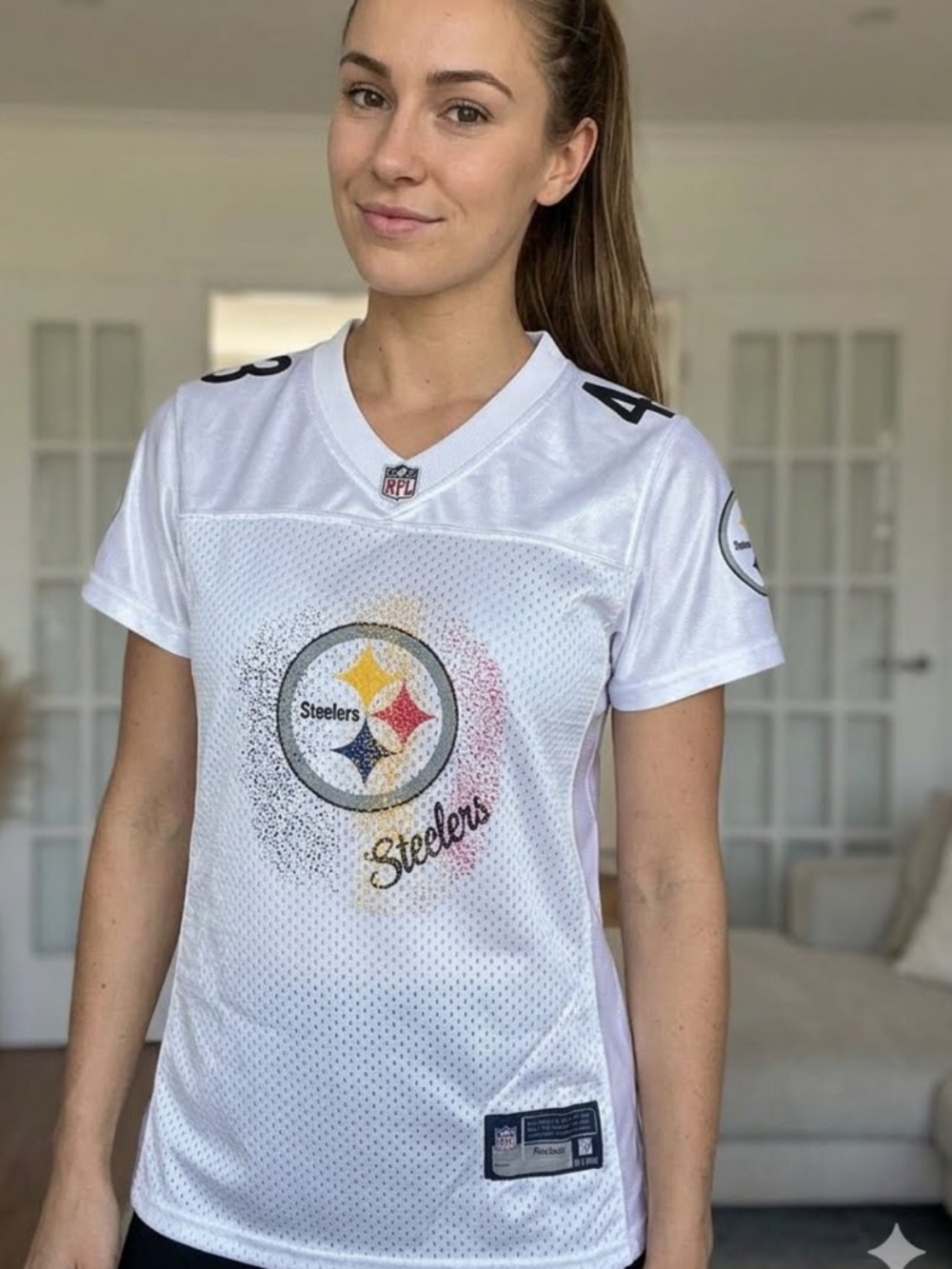Reebok White Pittsburgh Steelers Women's Jersey with Team Crest